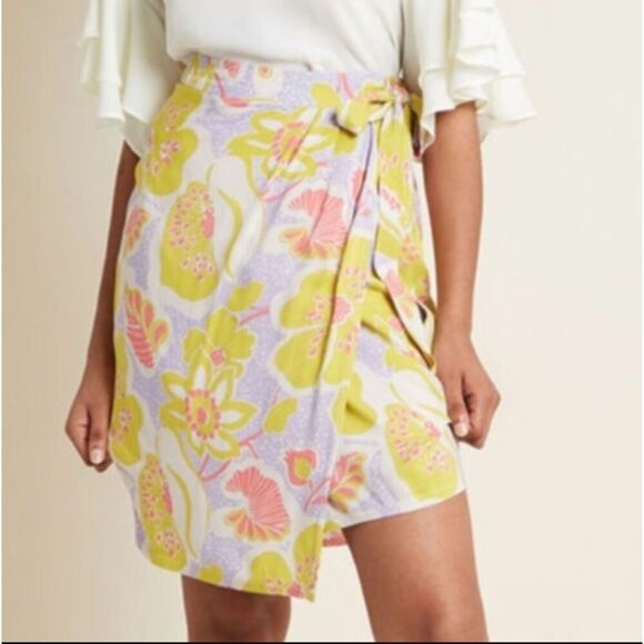 Modcloth Whole Lotta Loveliness Wrap Skirt Floral Tropical Springtime Tulip XL - Picture 1 of 6